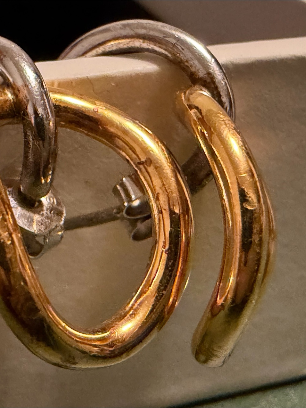 Hana Earrings Two-toned Silver & Vermell